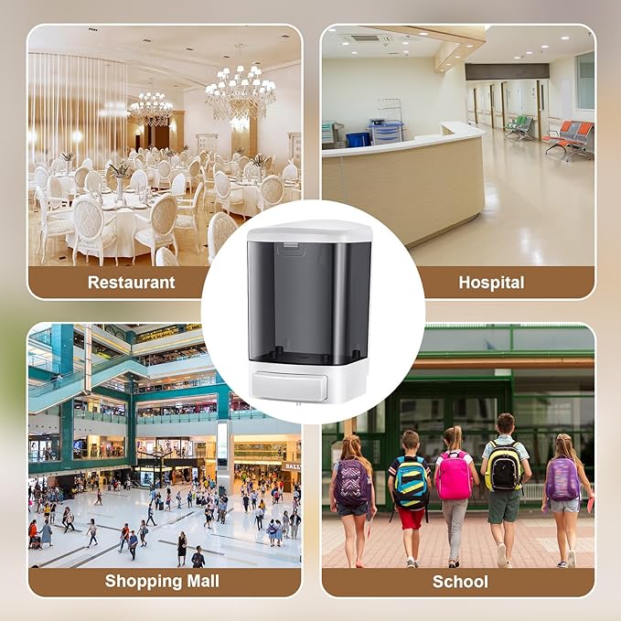Hushee Manual Hand Soap Dispenser Plastic Wall Mounted Commercial Soap Dispenser for Liquid Containers Kitchen Hotel Restaurant Bathroom Shower Shampoo Gel, Black, 33.8oz/1000ml (8)