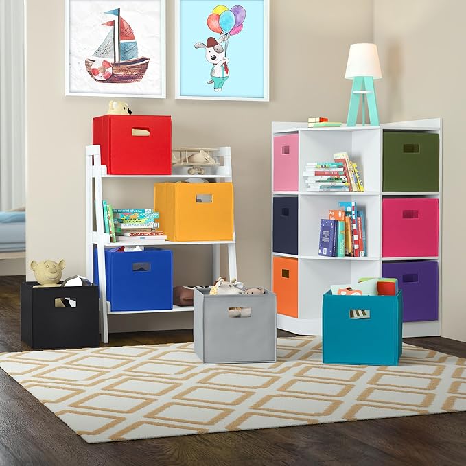 Folding Storage Bins with Handles Blue Cube Storage Organizer for Closet