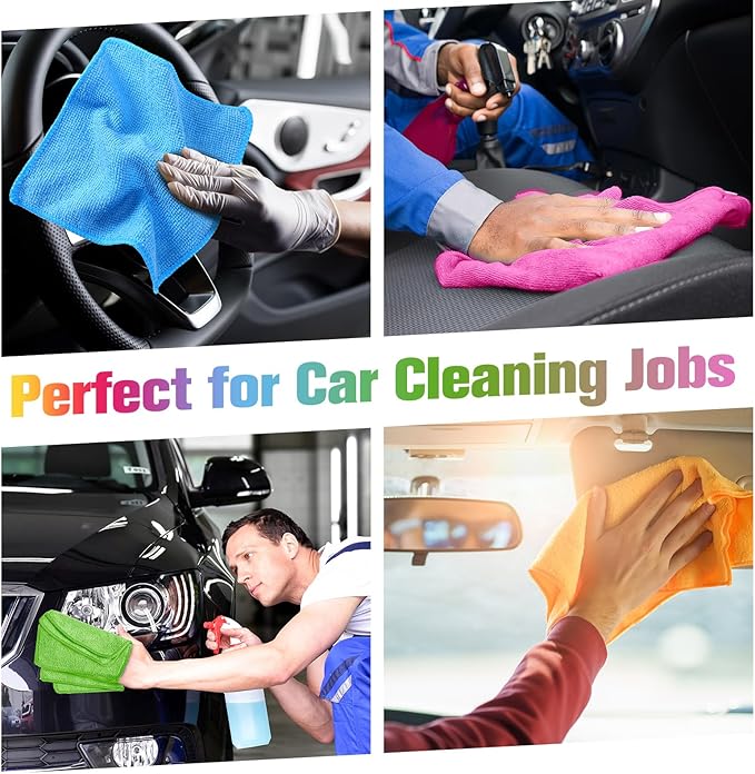 Tanlade Cleaning Cloth Dry Erase Cloth Cleaning Rags Reasonable Kitchen Towels Microfiber Towels Cars Wash(6 x 6 Inch,Green/Blue/Yellow/Pink/Orange,30 Pcs)