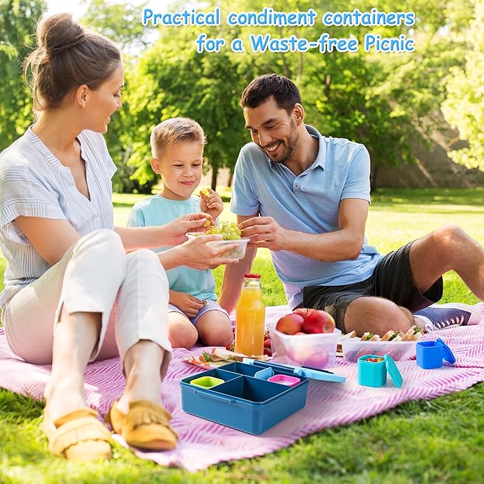 Ecurfu Silicone Dips Containers, 2x 4 oz Salad Dressing Container To Go, Condiment Container with Lids, Compatible with Most Bento Lunch Box