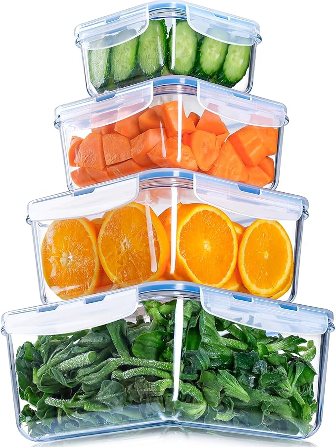 NUTRIUPS 112/68/34/17oz Square Large Glass Food Storage Containers with Airtight Lids, Meal Prep Containers, Ideal for Baking and Storing Casseroles, Lasagnas, Vegetables, Fruits,4-Piece Set