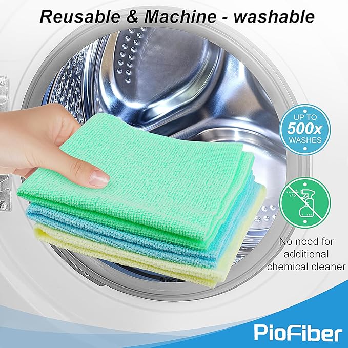 Shop Towels – 20 Pack Edgeless Microfiber Cleaning Cloths, 12"x12" Lint-Free, Reusable Towels for Car Detailing, Kitchen, Garage & Glass – Quick Dry Rags
