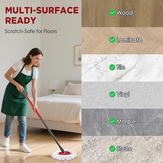 Mop Head Replacement for O-Cedar Easy Wring 1-Tank System,Exovyn Spin Mophead Replacements,Microfiber 15 Pack 360° Swivel Mop Refills,Deep Clean,Easy Cleaning,Machine Washable and Easy to Replace