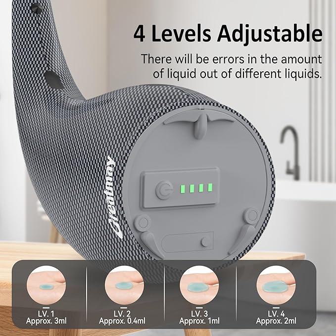 Adjustable Automatic Soap Dispenser Touchless, 4 Adjustable Levels Touchless Sensor Liquid Soap Pump Dispenser,300ml Rechargeable Magnetic Charging Hand Soap Dispenser for Kitchen,Bathroom