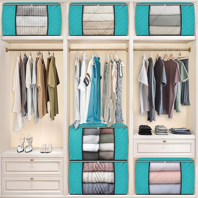 Fab totes 24 Gallons Clothes Storage, 6 Pack,Green