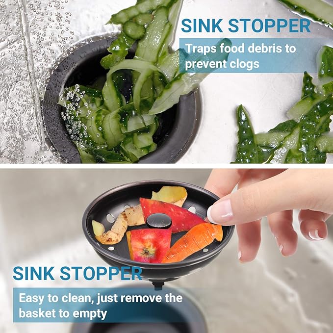 KONE Kitchen Sink Stopper and Strainer 2 Pack Oil Rubbed Bronze Sink Basket Strainer Replacement for Standard 3-1/2 inch Drain