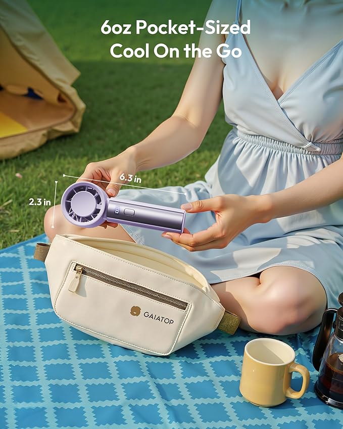 Gaiatop High Speed Handheld Fan, 1-100% Precise Turbo Personal Cooling, 4000mAh USB Rechargeable Battery Powered, Mini Portable Fan for Travel, Summer Outdoor Essentials, Gifts for Women Girls, Purple