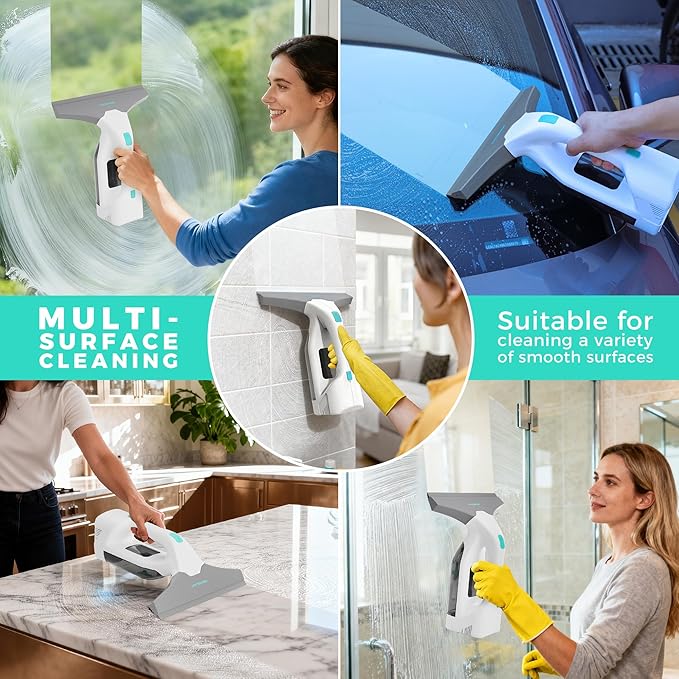 HAUSHOF Electric Window Vacuum Squeegee 11", Vacuum Squeegee Cordless Cleaner Tool Set