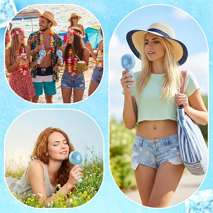 Rossesay 72 Pcs Mini Portable Fan Bulk Cute Handheld Lightweight Small Little Personal Hand Eyelash Fan 3 Speeds USB Rechargeable for Women Men Indoor Outdoor Makeup Travel (Blue)