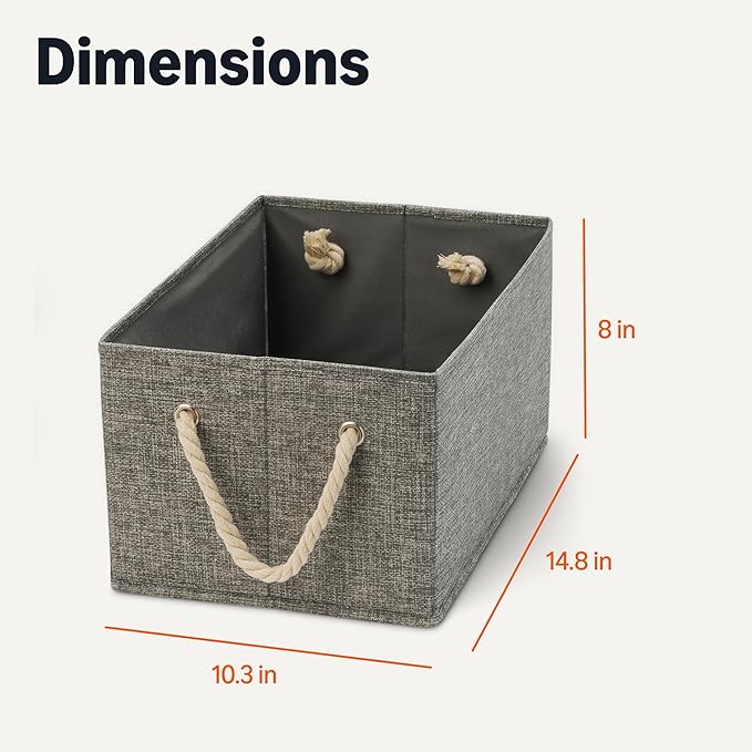 Amazon Basics Foldable Storage Bins with Rope Handles, Closet Organizers