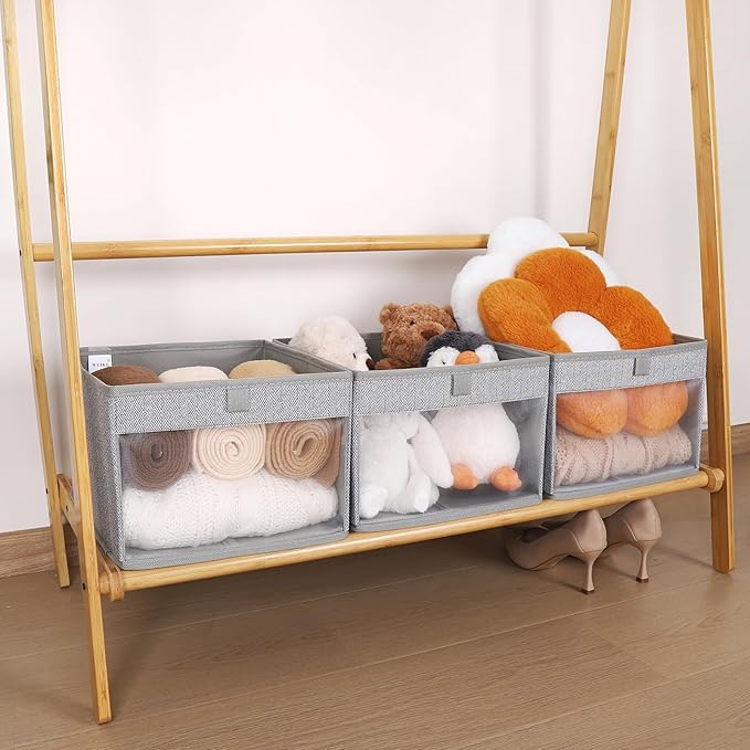 Closet Storage Bins, Medium Storage Boxes with Clear Window