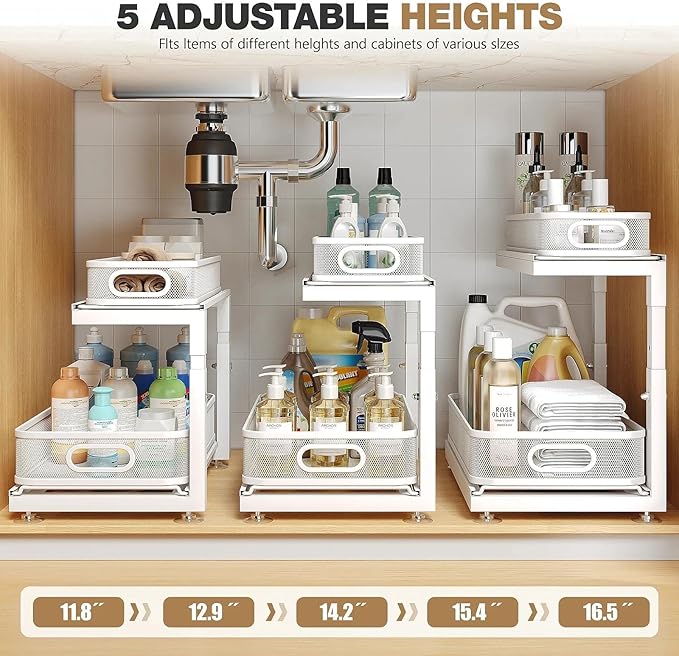 2-Pack Under Sink Storage Organizer with 2-Tier Slide Out Drawer