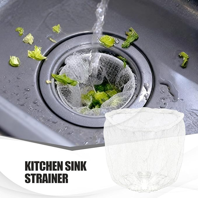 Hoypeyfiy 500Pcs Disposable Mesh Sink Strainer Filter Bags Anti Clogging Elastic for Collecting Kitchen Food Waste Garbage Fits Most Sizes