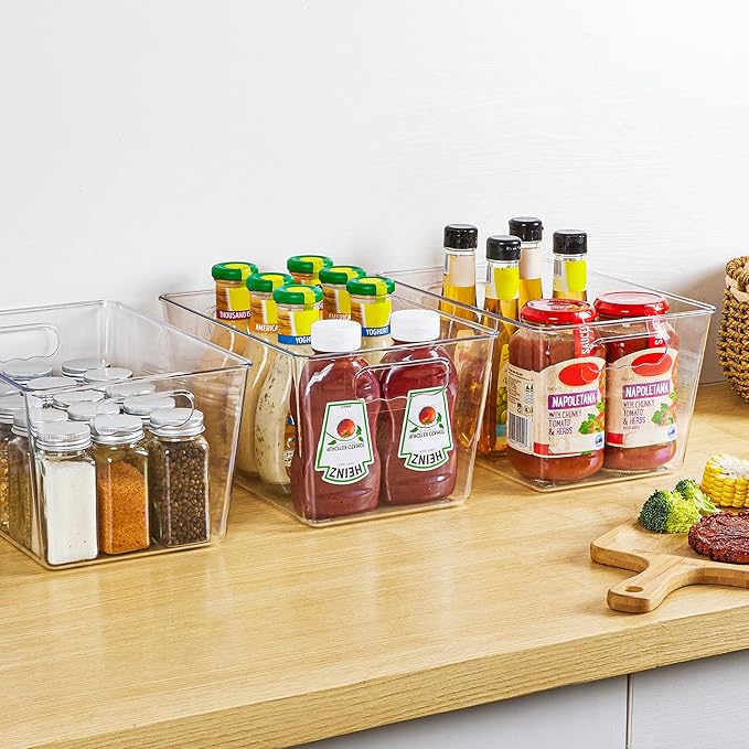 8 Pack Clear Pantry Organizer Bins