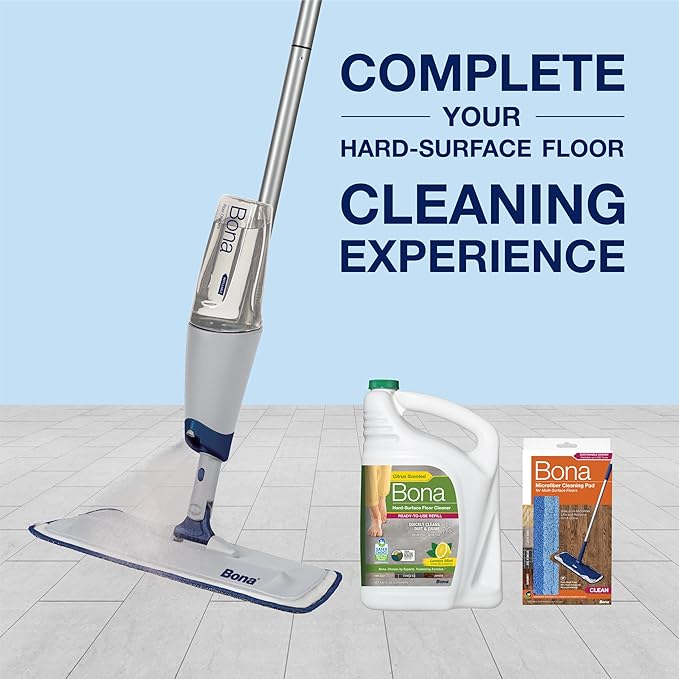 Bona Spray Mop Air - Includes Multi-Surface Floor Cleaner Concentrate and Microfiber Pad - Lemon Mint Scent - Lightweight & Compact Mop