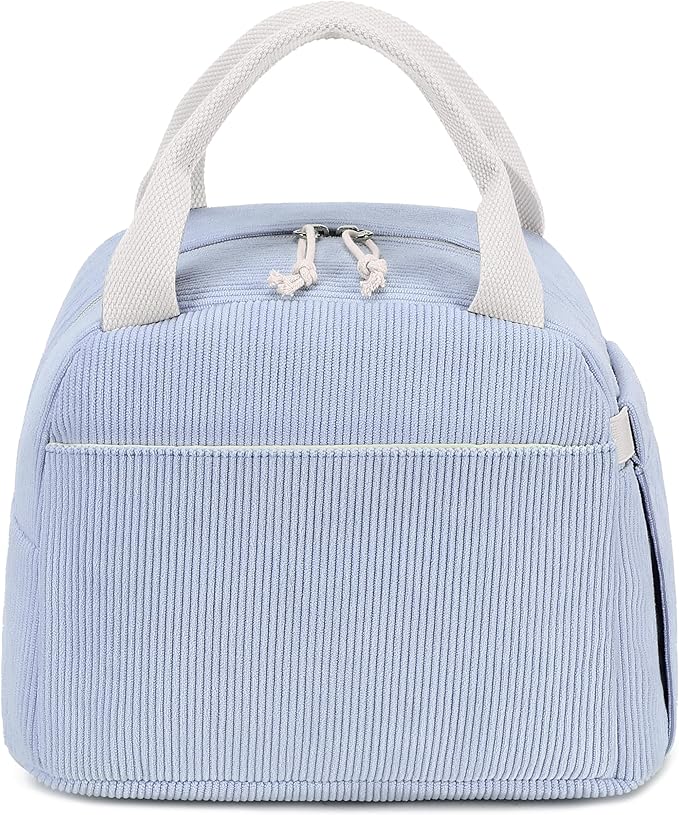 Bluboon Lunch Bag for Women Men Cute Corduroy Lunch Tote Bags Reusable Insulated Lunch Box Large Capacity Reusable Insulated Cooler for Work Picnic or Travel