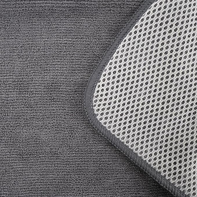 HAWOK Microfiber Cleaning Cloths with Poly Scour Scrub Side, 13 x 13 inches, 50 Pack, Glass Car Window Dish Cloths, Reusable and Machine Washable, Lint-Free, Dark Gray