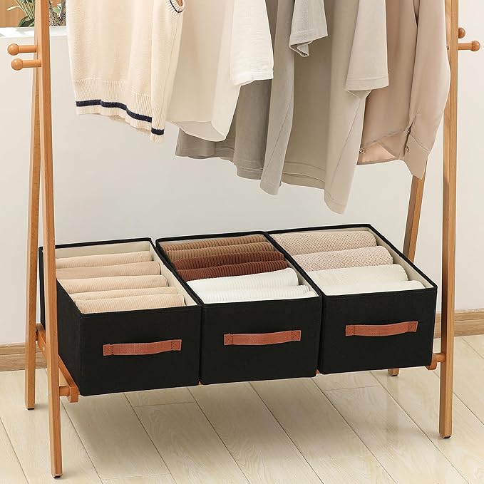 Linen closet organizers and storage, Black, 18½"x11"x8½"