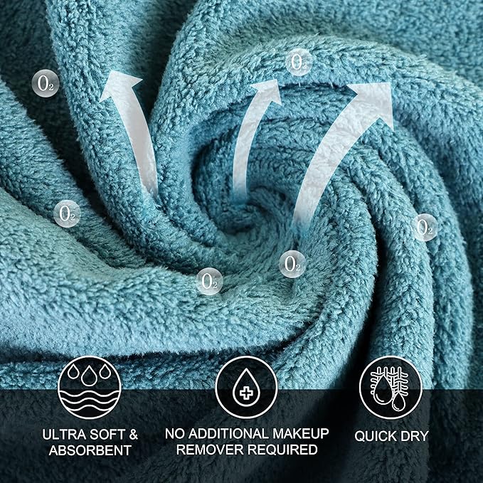 MOONQUEEN Microfiber Facial Cloths Fast Drying Washcloth 12 Pack - Premium Soft Makeup Remover Cloths - Multicolored