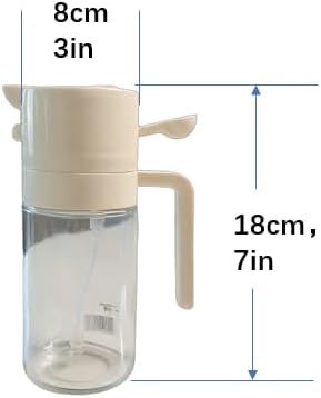 16oz/470ml Glass Oil Sprayer, 2 in 1 Oil Dispenser for Kitchen Gadgets, Oil Dispenser with Brush,Food Grade Premium Spray Bottle with brush Control for Salad, Frying, BBQ (Casual)