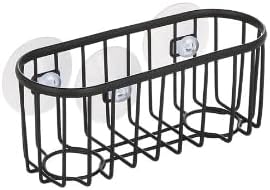 Premium Dual Brush Sink Organizer – Holds 2 Dish Brushes & Sponge, Strong 3-Suction Cup Base, Rust-Resistant Powder Coating, Elevated Drain-Friendly Design (7.2×2.6×3 in, Black)