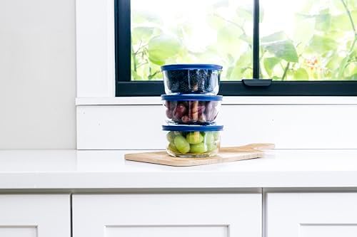 DURA LIVING 6-Piece Glass Food Storage Containers Set (3 Containers + 3 BPA-Free Lids) | 2-Cup, Leakproof | Microwave, Freezer, Oven & Dishwasher Safe