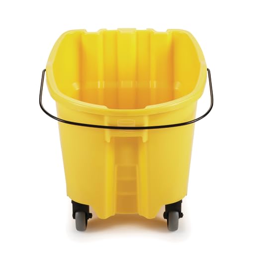 Rubbermaid Commercial Products WaveBrake 26 Qt. Side-Press Mop Bucket and Wringer Combo on Wheels, Yellow, for Professional/Industrial/Business Heavy-Duty Floor Cleaning/Mopping