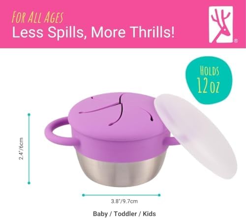 Kids/Toddler Stainless Steel Snack Cups + Travel Lids | 2pk