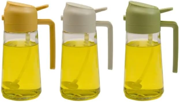 16oz/470ml Glass Olive Oil Sprayer for Cooking – 2 in 1 Oil Dispenser Bottle, Dual Spray & Pour, Food Grade, Leakproof Kitchen Oil Spray Bottle for Air Fryer, Salad, BBQ