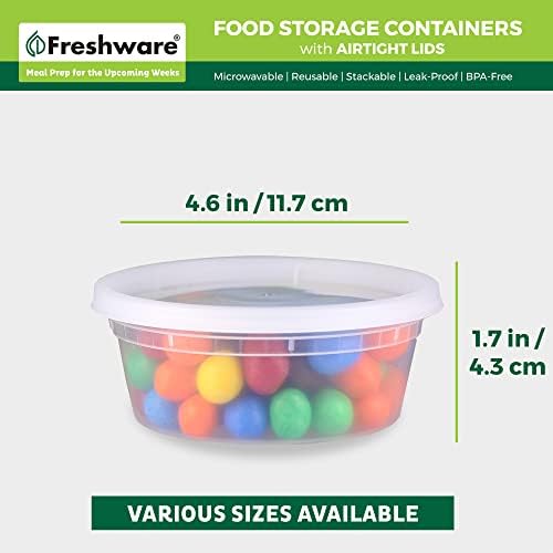 Food Storage Containers with Lids 8 oz [50 Set] Deli Containers