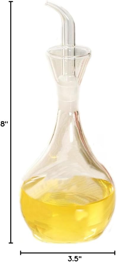 ELETON's Planet Pear Shape 14 ounces Clear Glass No Drip Oil Dispenser with Pourers and NO Funnel Needed - Oil Dispenser Bottle for Kitchen and BBQ