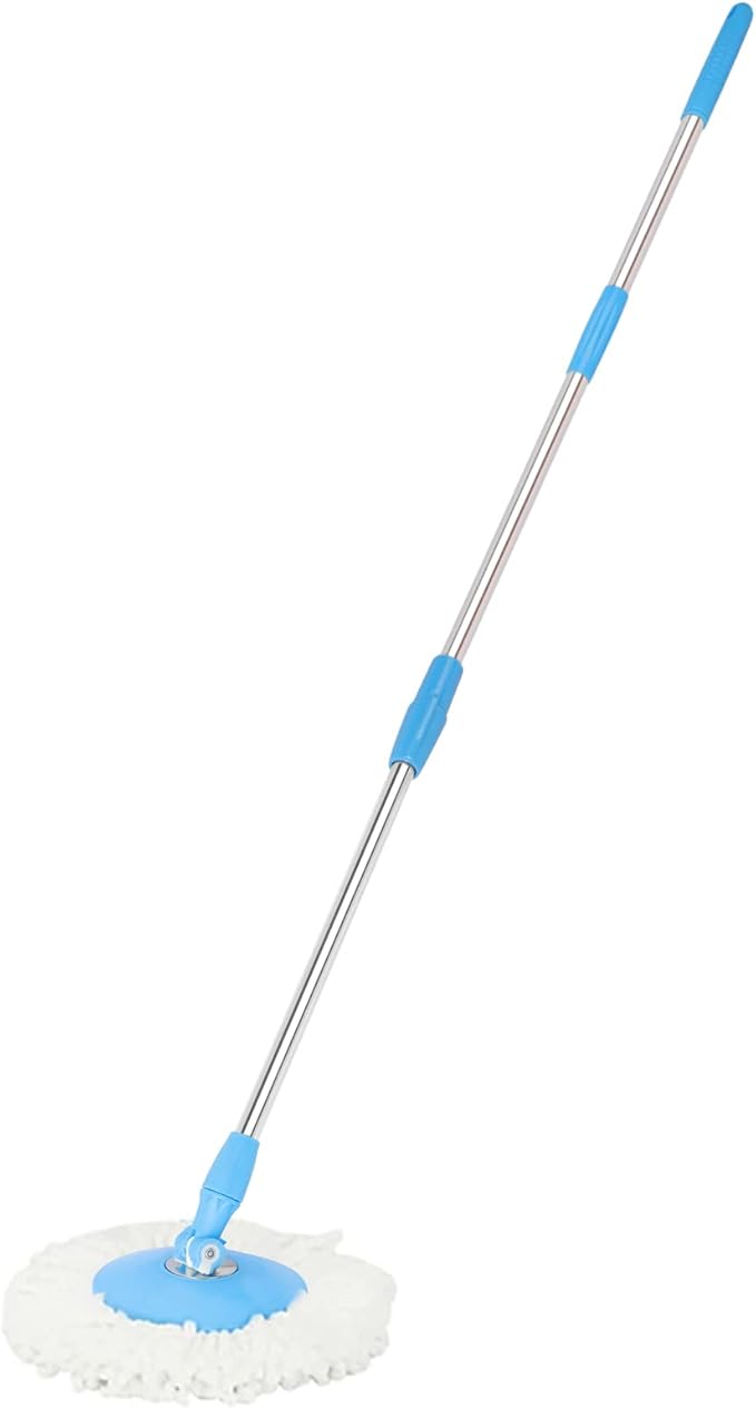 Spin Mop Pole Handle Replacement 360 Spinning Cleaning Scraper for Floor Mop Bucket No Foot Pedal Version Blue