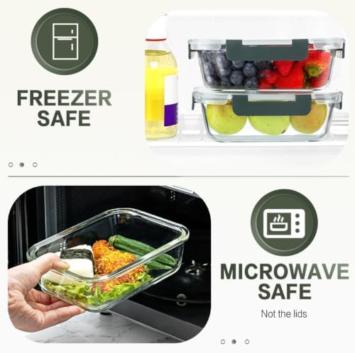 10 Packs 30 oz Glass Meal Prep Containers with Lids