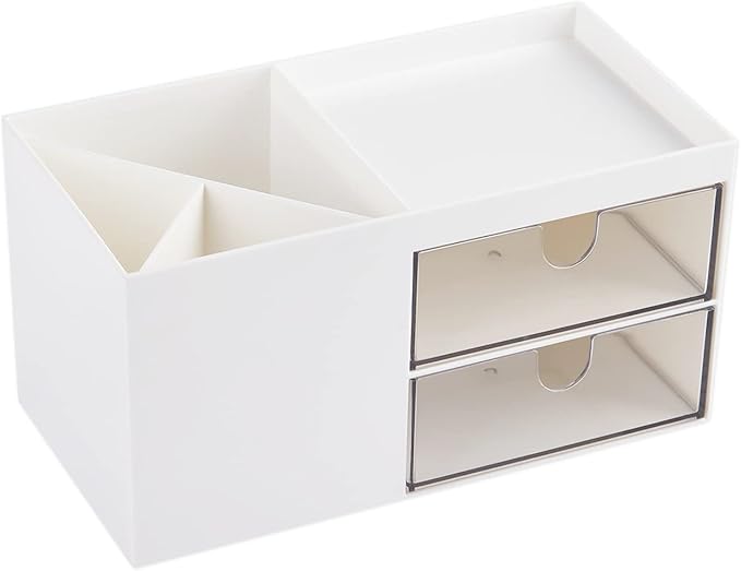 Office Desk Organizer with drawer, Office Supplies and Desk Accessories, White