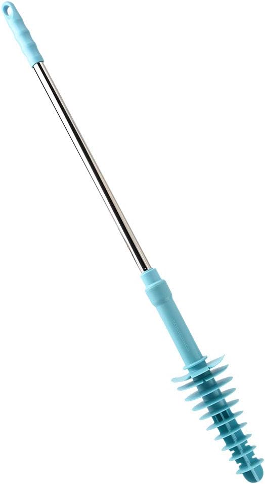 Flexible Toilet Plunger and Clog Remover for Siphon Toilets, Heavy Duty Bathroom Plunger with ABS Handle, Stainless Steel Pipe, TPR Elastic Head for Fast Unclogging