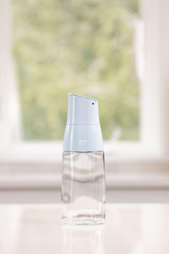 Zuutii Olive Oil Dispenser Bottle - Drip Free Spout Glass Container for Kitchen, Cooking, Vinegar, Soy Sauce - Light Blue