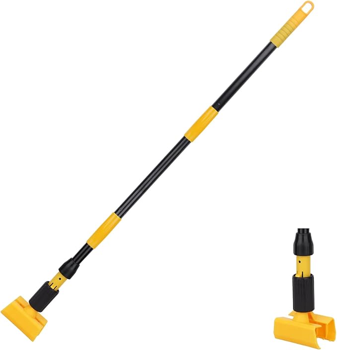BeiLan Mop Handle Commercial Heavy Duty - 57 Inch Industrial Metal Mop Stick with Jaw Clamp Replacement for Floor Cleaning - Professional Gripper Mops Head Replacement Holder