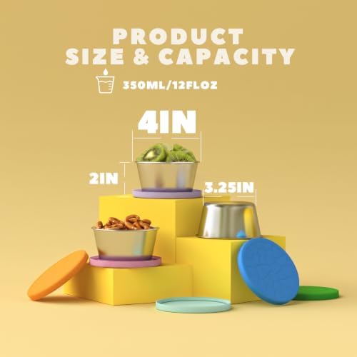 12 floz Stainless Steel Snack Containers,6-Pack Leakproof Snack Box