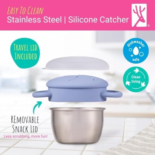 Kids/Toddler Stainless Steel Snack Cups + Travel Lids | 2pk