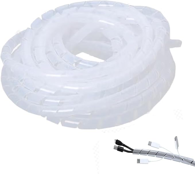 33Ft Spiral Cable Wrap - White Cord Covers Bundle Sleeve Hose for PC TV Computer Electrical Wire Organizer, Cord Cover and Detangler