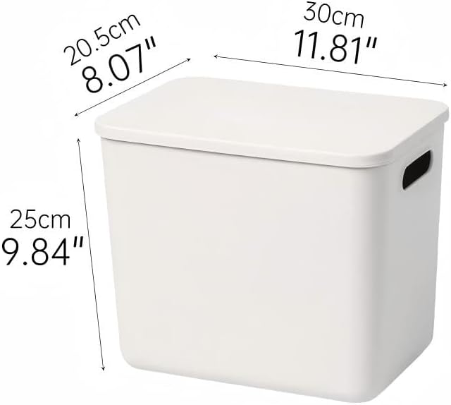 4 Piece Plastic Storage Baskets Boxes with Lids,11.8x8x10 Inch Stackable Organizing Bins with Handles, Versatile Containers for Pantry,Bathroom,Closet Shelves Desktop (Light grey, 4XL)
