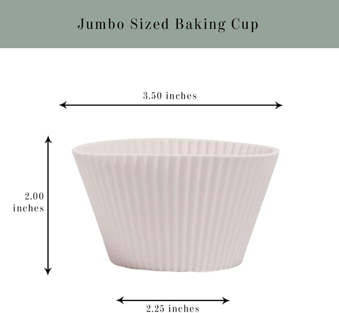 The Silicone Kitchen Reusable Silicone Baking Cups, Non-Toxic, BPA Free, Dishwasher Safe, Jumbo, 12 Pack, Designer White