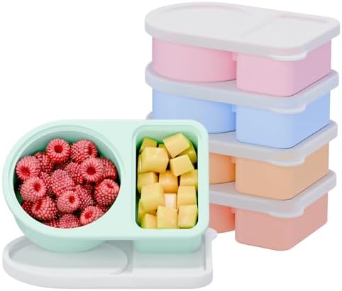 5 Pack Silicone Snack Containers with Lids, Reusable Snackle Box, 8 oz
