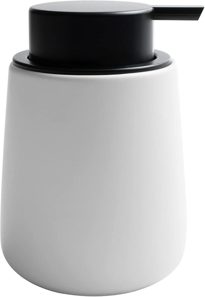Soap Dispenser Ceramic with Easy-to-Press Pump Hand Lotion Liquid Dispenser for Shampoo Bathroom Kitchen 12 oz Blackwhite