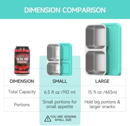 2 compartment Reusable Kid Lunch Snack Containers with Silicone Lid