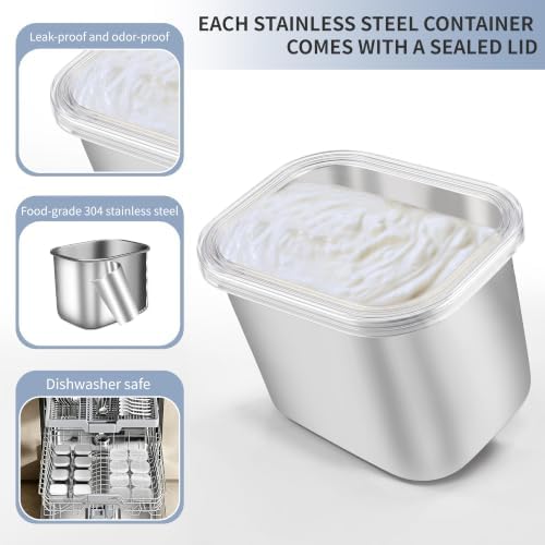 Stainless Steel Snack Box Container with Ice Pack, Insulated Bag&4 Forks