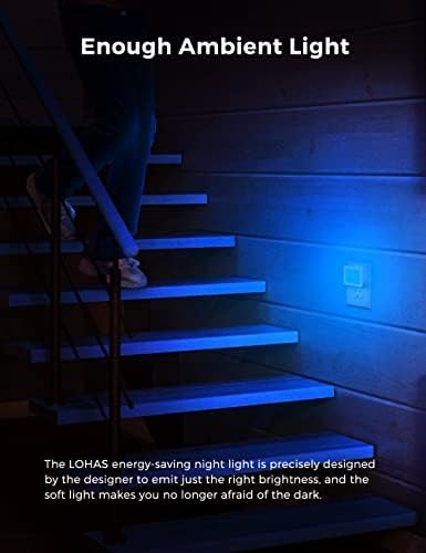 L LOHAS LED Blue Night Lights Plug into Wall 2-Pack, 0.3W Plug in Night Light, Dusk to Dawn, Bright Nightlight Auto-On/Off, for Adults Kids Room Bedroom Bathroom Hallway Kitchen, Non-Dim