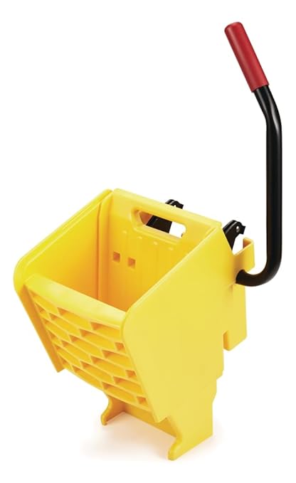 Rubbermaid Commercial Products WaveBrake 26 Qt. Side-Press Mop Bucket and Wringer Combo on Wheels, Yellow, for Professional/Industrial/Business Heavy-Duty Floor Cleaning/Mopping