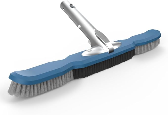 KEMANO Heavy Duty Pool Brush Head, Premium Nylon Bristles Non-Abrasive Cleaning, Reinforced Aluminum Frame, Ideal for Pool Walls, Steps, Corners, Above Ground & Inground Swimming Pool Cleaning Tools