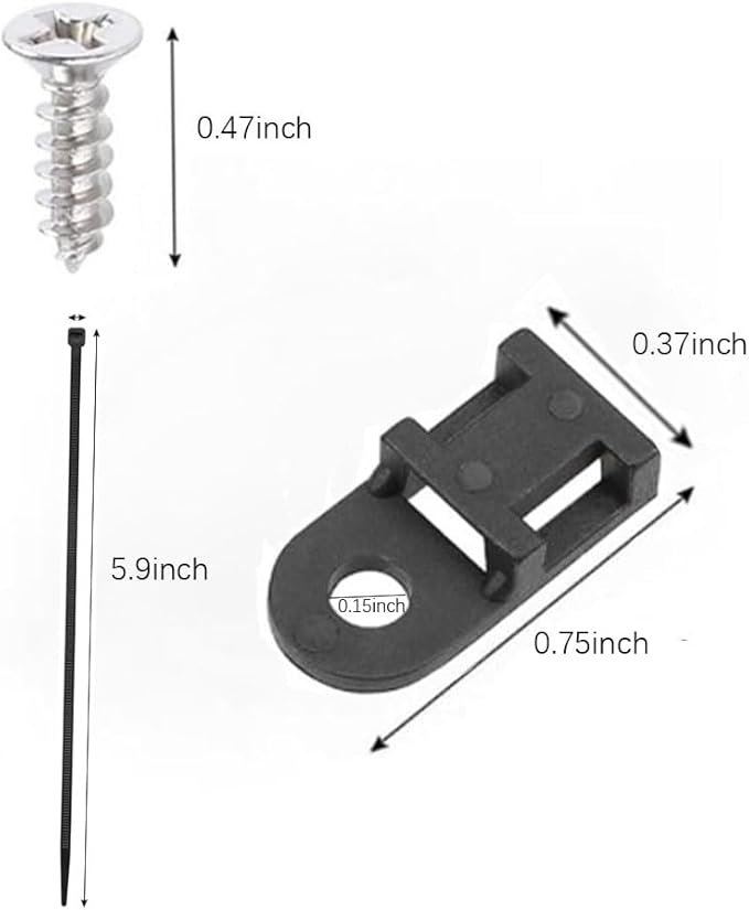 Black Cable Zip Tie Mounts Kit-50 Pcs Cable Zip Tie Saddle Type Mounts Base With 50 Pcs 6" Cable Ties And 50 Pcs Tapping Screw, Wire Cable Clips Organizer Holders Clamps